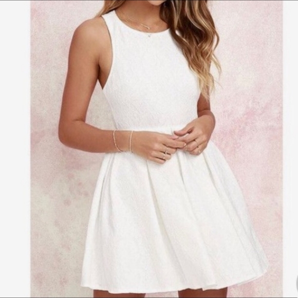 Lulu's Sweet Queen Ivory Lace Skater Dress - Picture 2 of 10